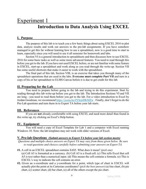 Experiment 1 Introduction To Data Analysis