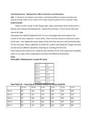 Experiment 3 Radioactivity: Effect Of Distance And Absorbers