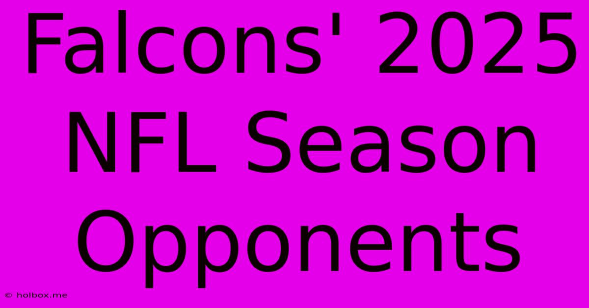 Falcons' 2025 NFL Season Opponents