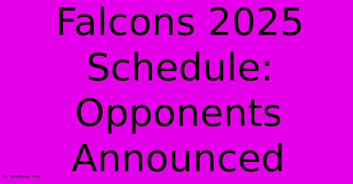 Falcons 2025 Schedule: Opponents Announced