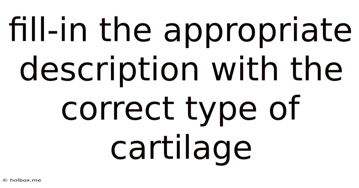 Fill-in The Appropriate Description With The Correct Type Of Cartilage