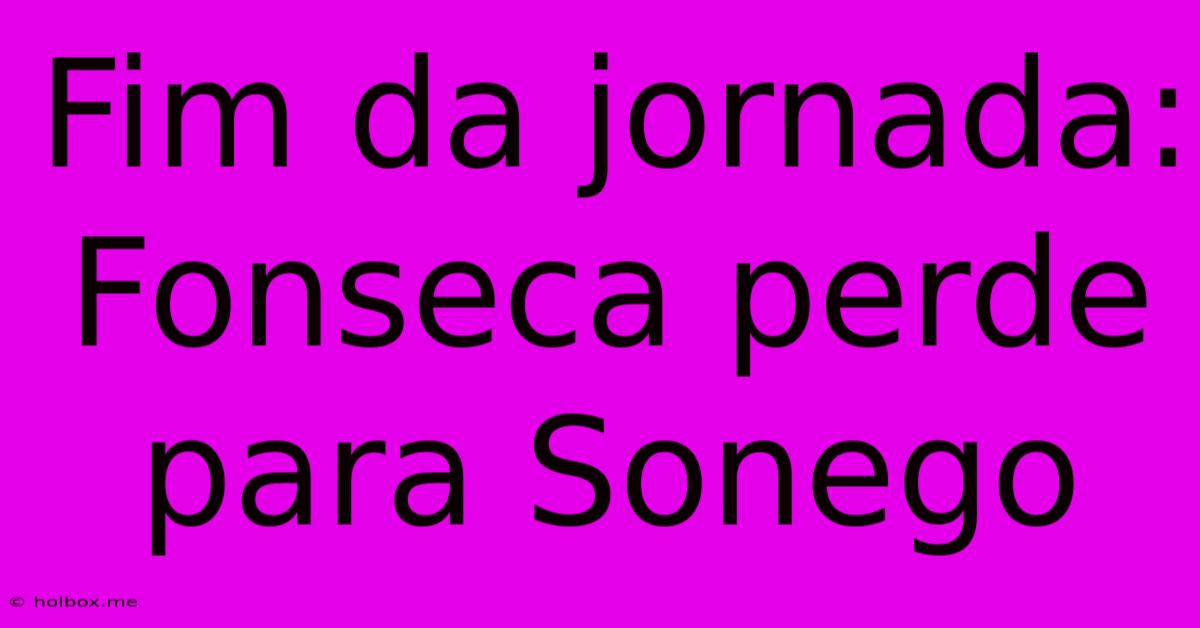 Fim Da Jornada: Fonseca Perde Para Sonego