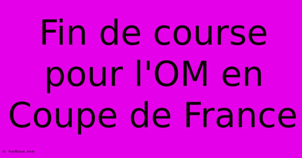 Fin De Course Pour L'OM En Coupe De France