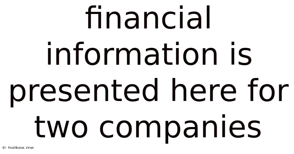 Financial Information Is Presented Here For Two Companies