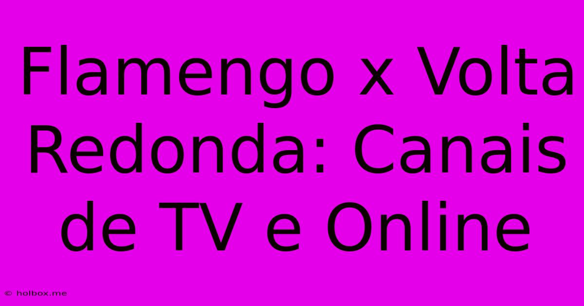 Flamengo X Volta Redonda: Canais De TV E Online