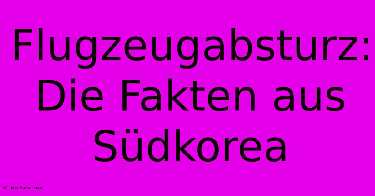 Flugzeugabsturz:  Die Fakten Aus Südkorea