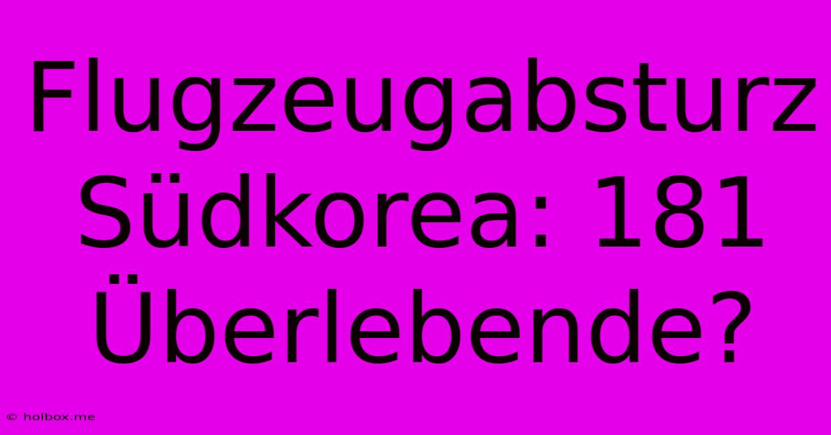 Flugzeugabsturz Südkorea: 181 Überlebende?