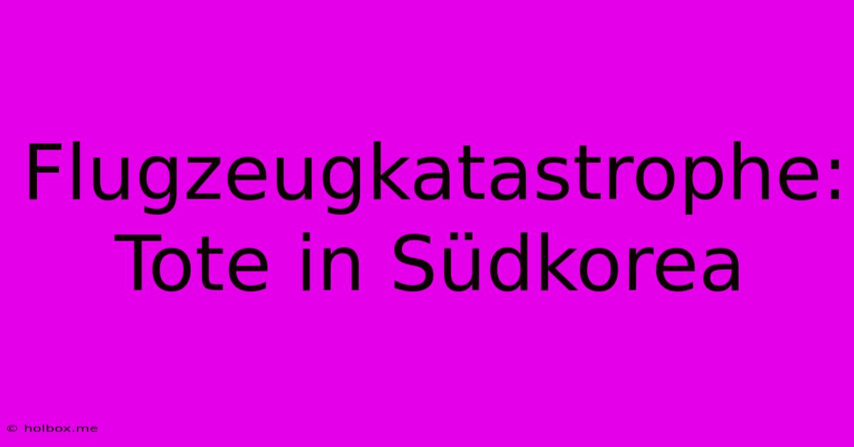 Flugzeugkatastrophe: Tote In Südkorea