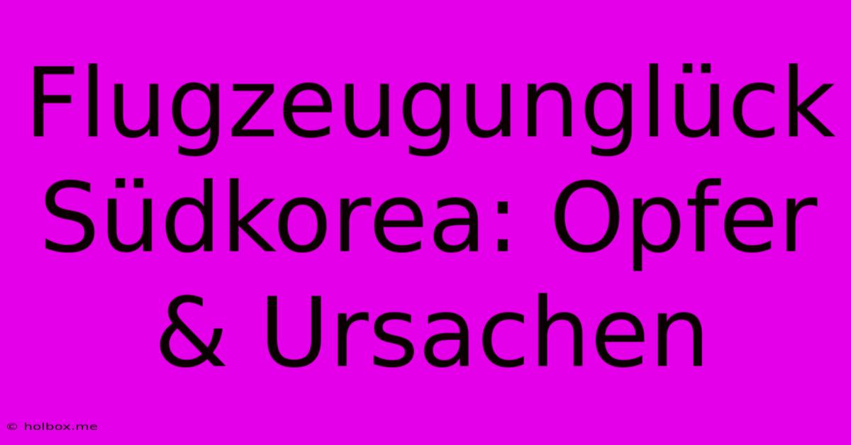 Flugzeugunglück Südkorea: Opfer & Ursachen