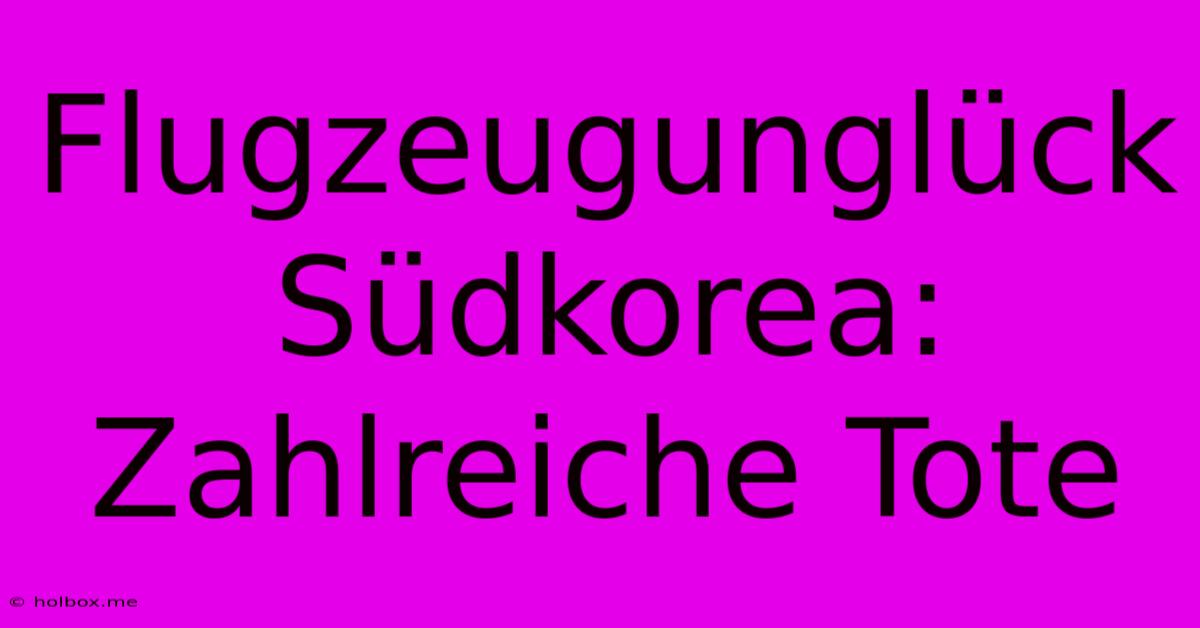 Flugzeugunglück Südkorea: Zahlreiche Tote