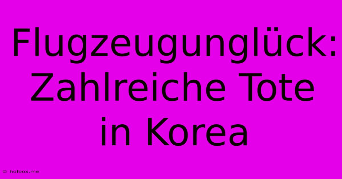 Flugzeugunglück: Zahlreiche Tote In Korea