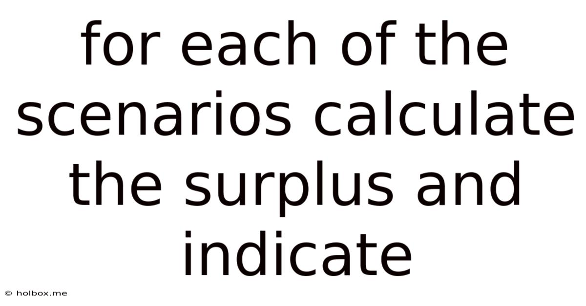 For Each Of The Scenarios Calculate The Surplus And Indicate