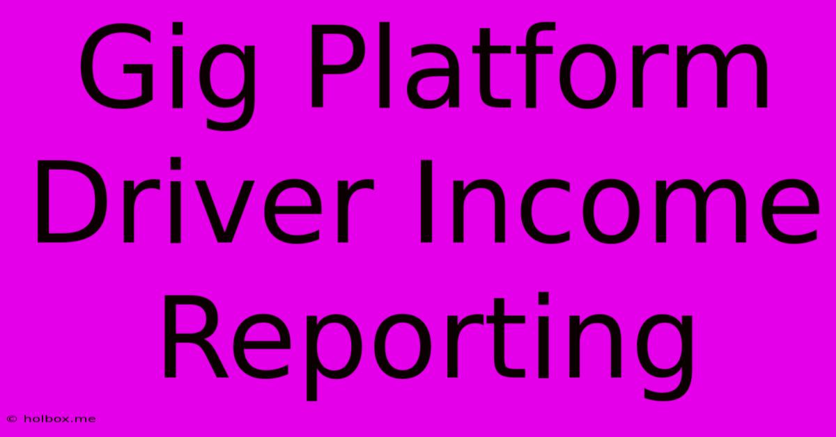 Gig Platform Driver Income Reporting