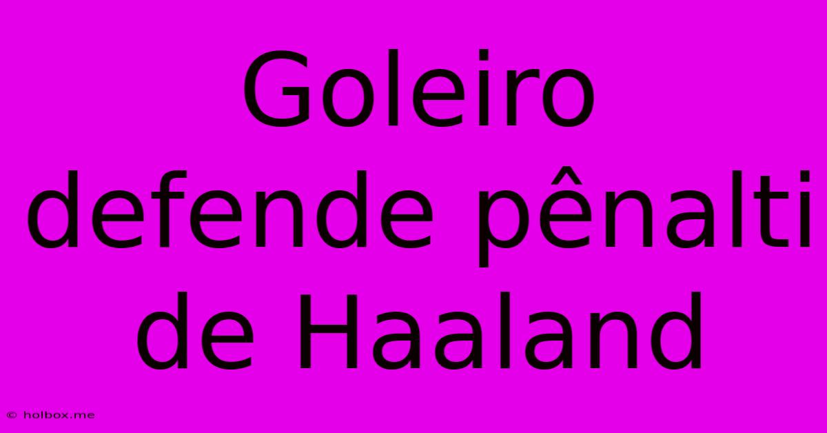 Goleiro Defende Pênalti De Haaland