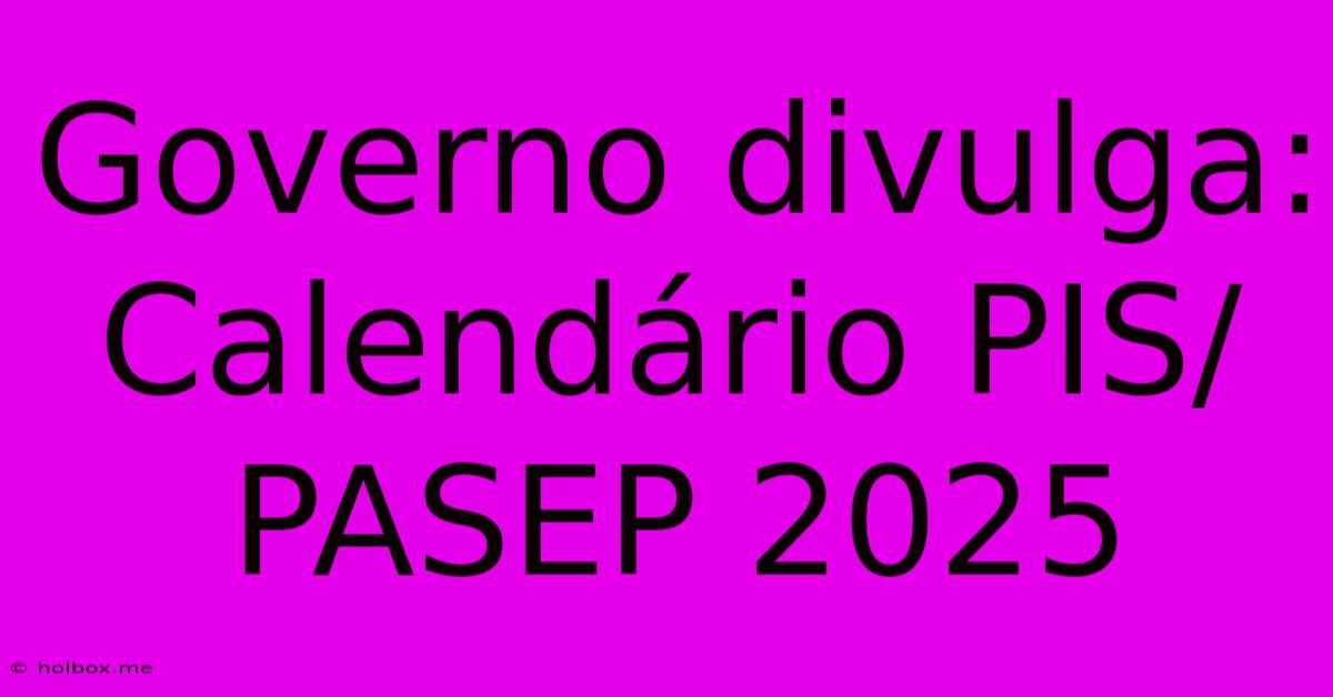 Governo Divulga: Calendário PIS/PASEP 2025