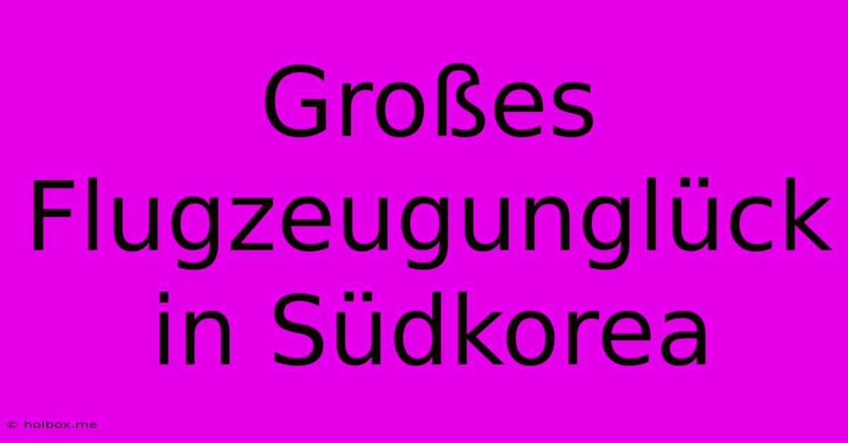 Großes Flugzeugunglück In Südkorea