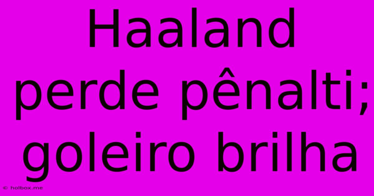 Haaland Perde Pênalti; Goleiro Brilha