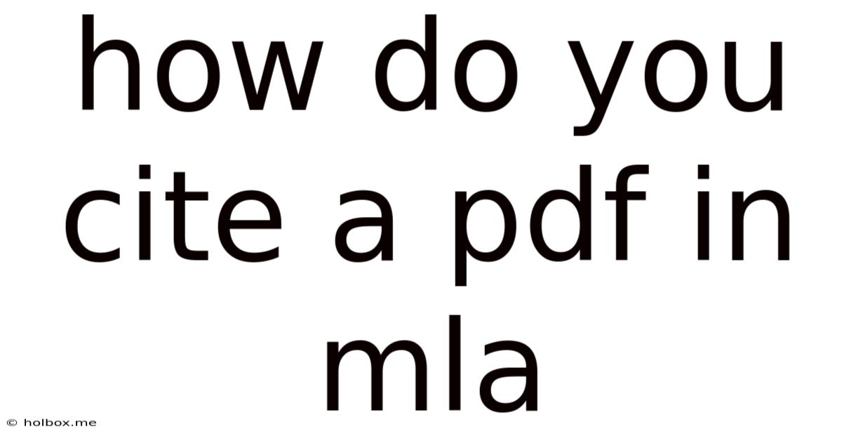 How Do You Cite A Pdf In Mla