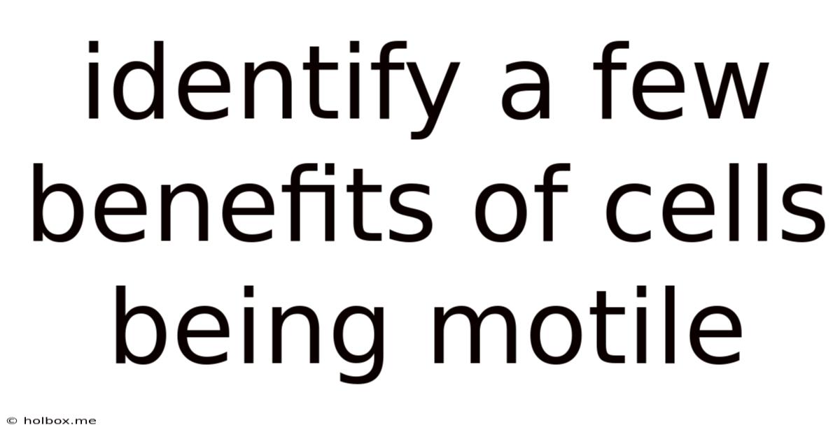 Identify A Few Benefits Of Cells Being Motile
