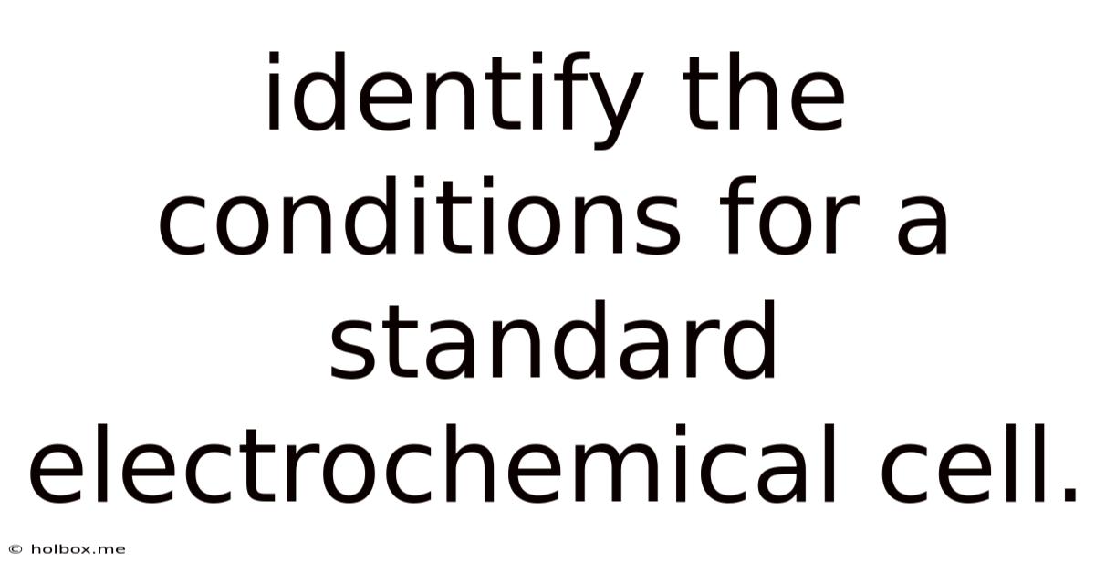 Identify The Conditions For A Standard Electrochemical Cell.
