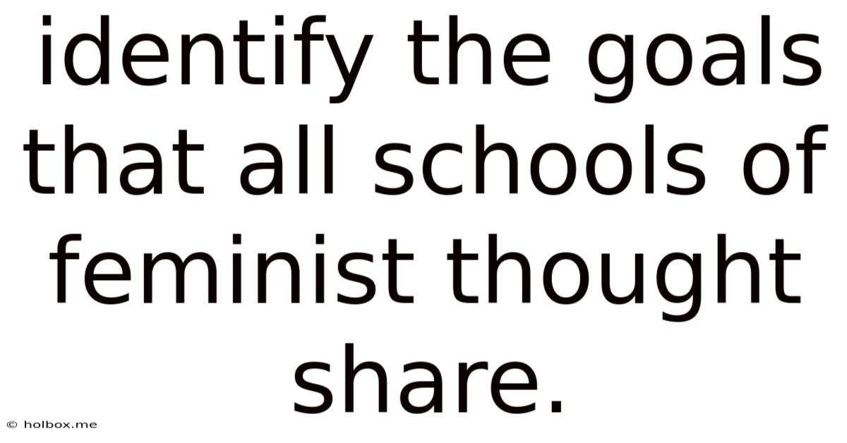Identify The Goals That All Schools Of Feminist Thought Share.