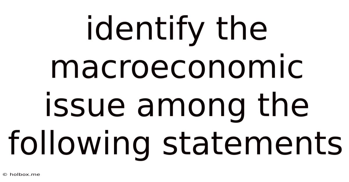 Identify The Macroeconomic Issue Among The Following Statements