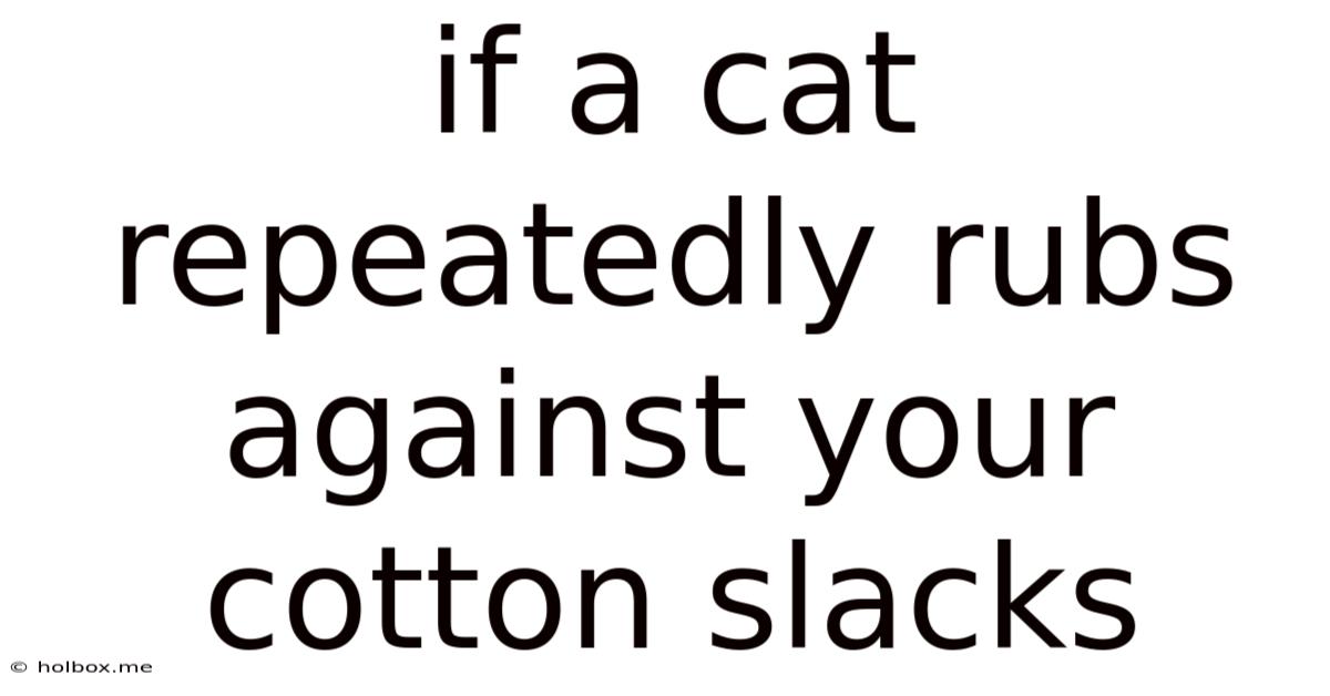 If A Cat Repeatedly Rubs Against Your Cotton Slacks