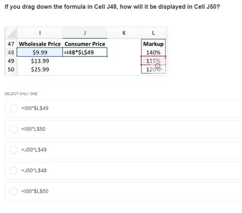 If You Drag Down The Formula In Cell J48