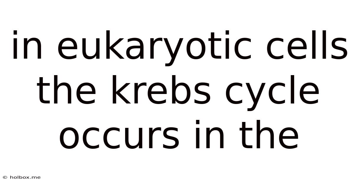 In Eukaryotic Cells The Krebs Cycle Occurs In The