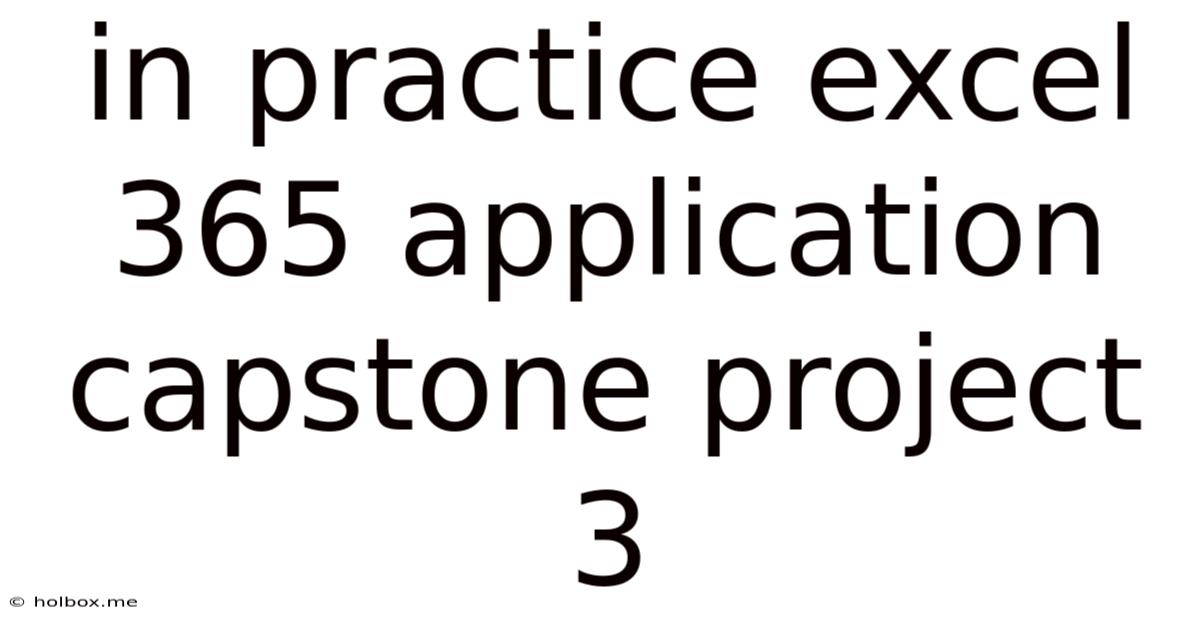 In Practice Excel 365 Application Capstone Project 3