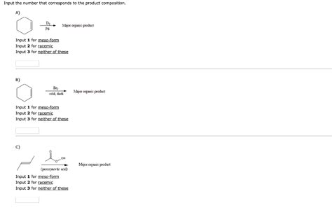 Input The Number That Corresponds To The Product Composition.