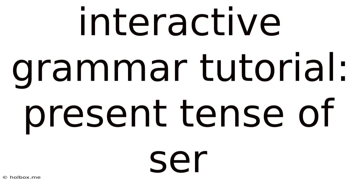 Interactive Grammar Tutorial: Present Tense Of Ser