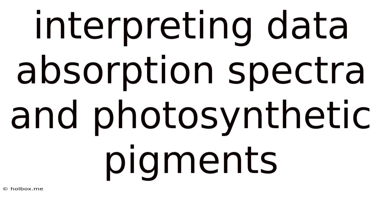 Interpreting Data Absorption Spectra And Photosynthetic Pigments