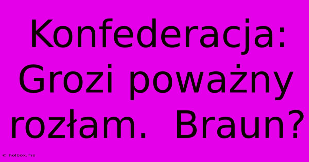 Konfederacja:  Grozi Poważny Rozłam.  Braun?