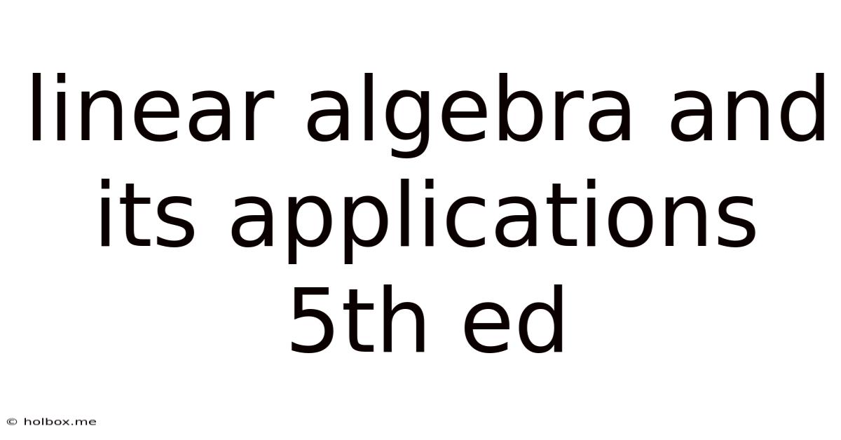 Linear Algebra And Its Applications 5th Ed