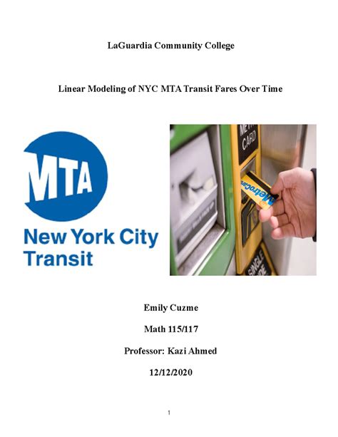 Linear Modeling Of Nyc Mta Transit Fares