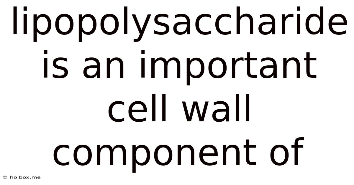 Lipopolysaccharide Is An Important Cell Wall Component Of
