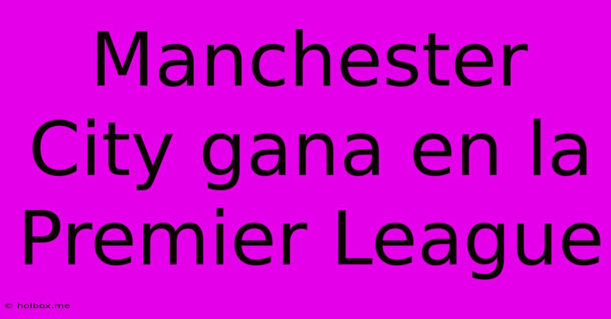 Manchester City Gana En La Premier League