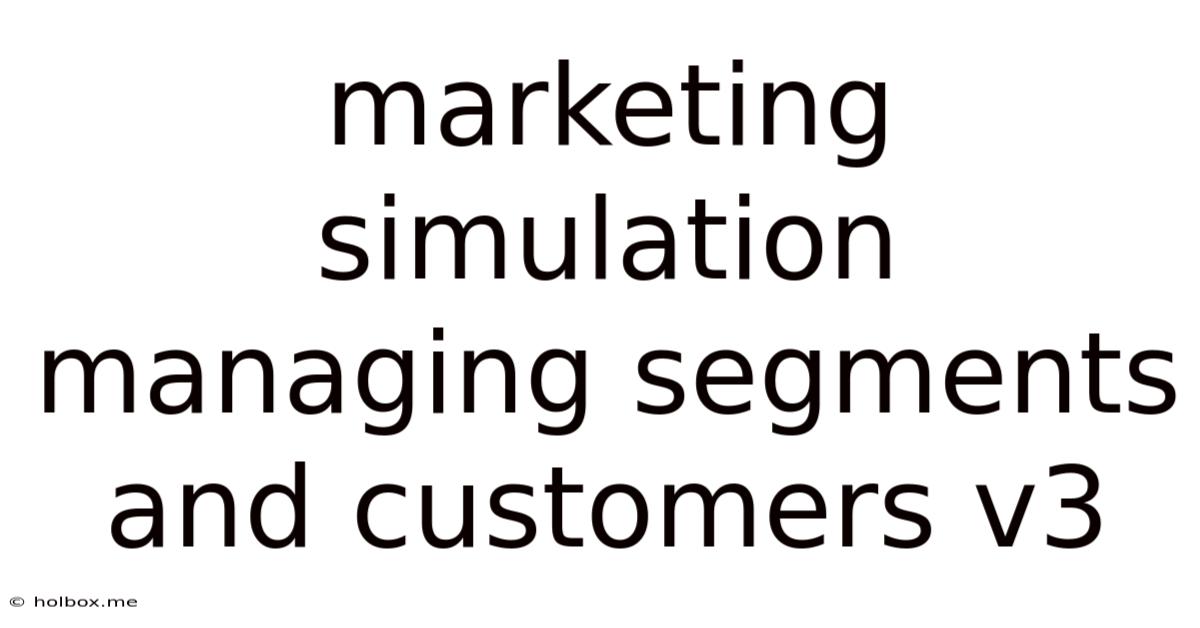 Marketing Simulation Managing Segments And Customers V3