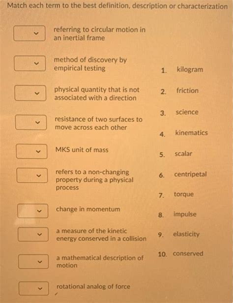 Match Each Term With Its Best Definition