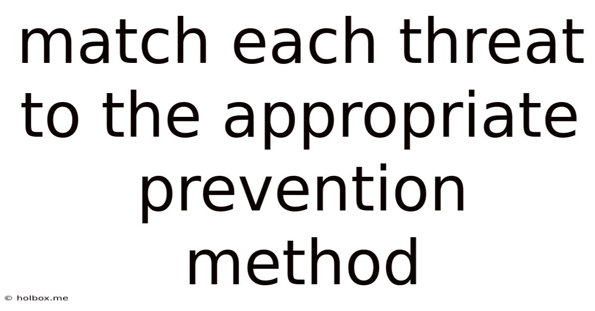 Match Each Threat To The Appropriate Prevention Method