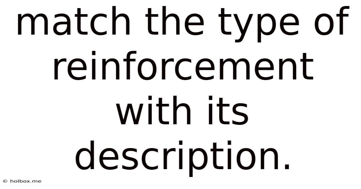 Match The Type Of Reinforcement With Its Description.