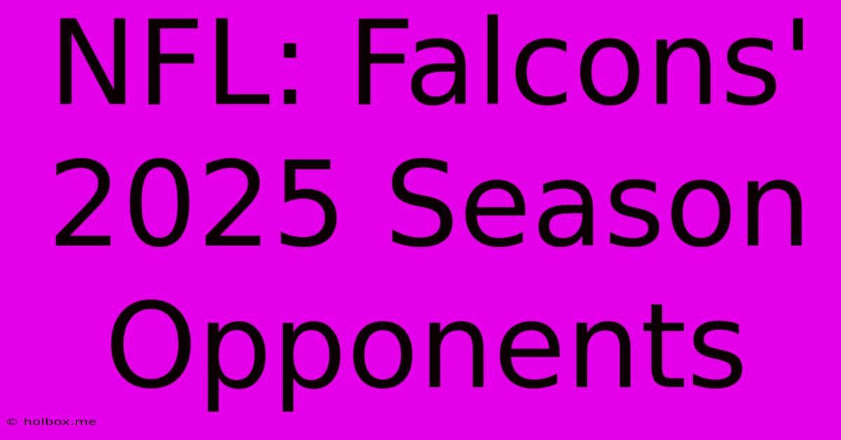 NFL: Falcons' 2025 Season Opponents