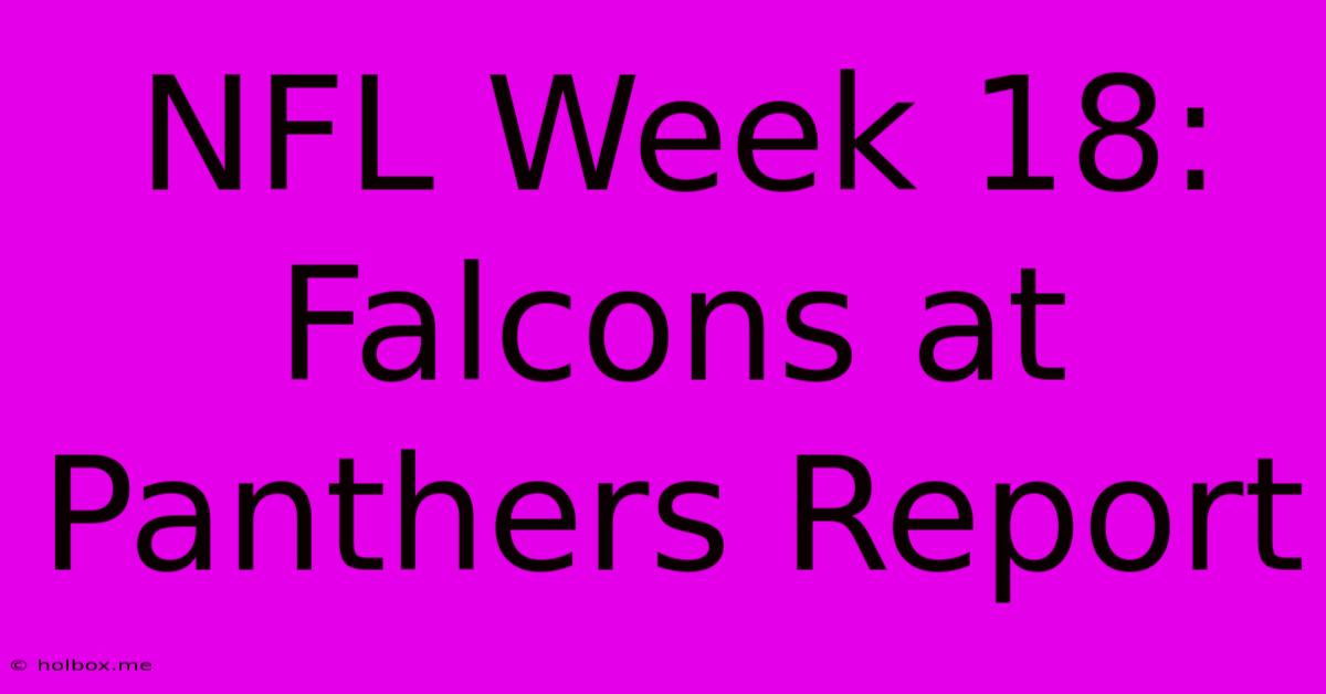 NFL Week 18: Falcons At Panthers Report