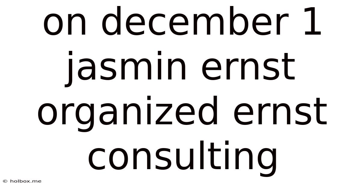 On December 1 Jasmin Ernst Organized Ernst Consulting