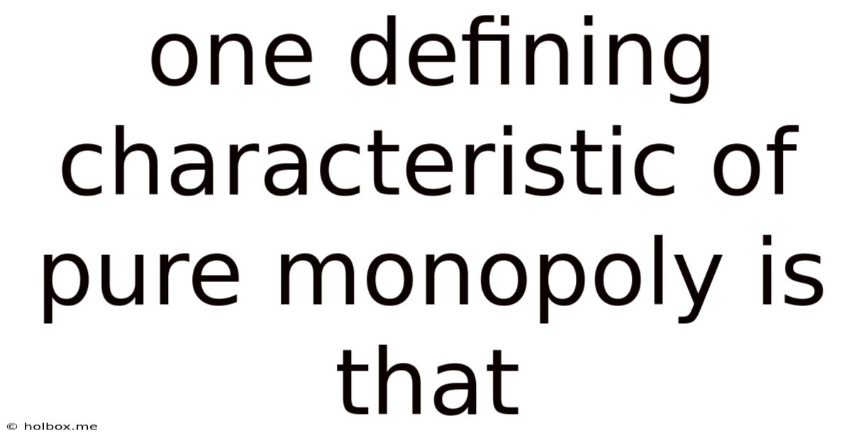 One Defining Characteristic Of Pure Monopoly Is That