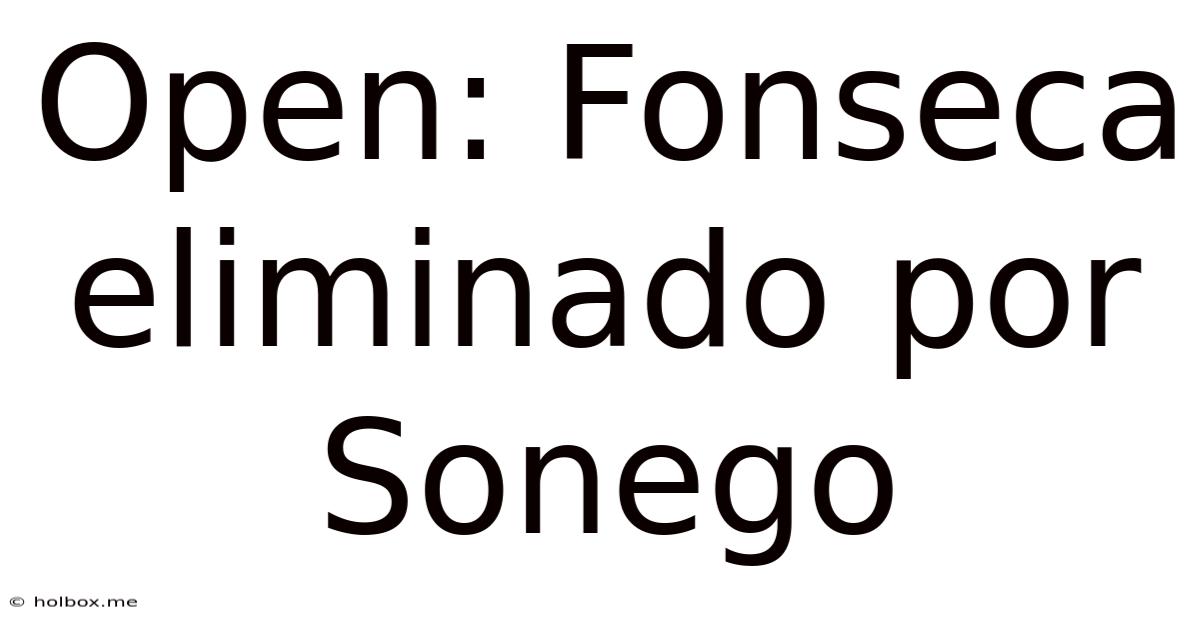 Open: Fonseca Eliminado Por Sonego