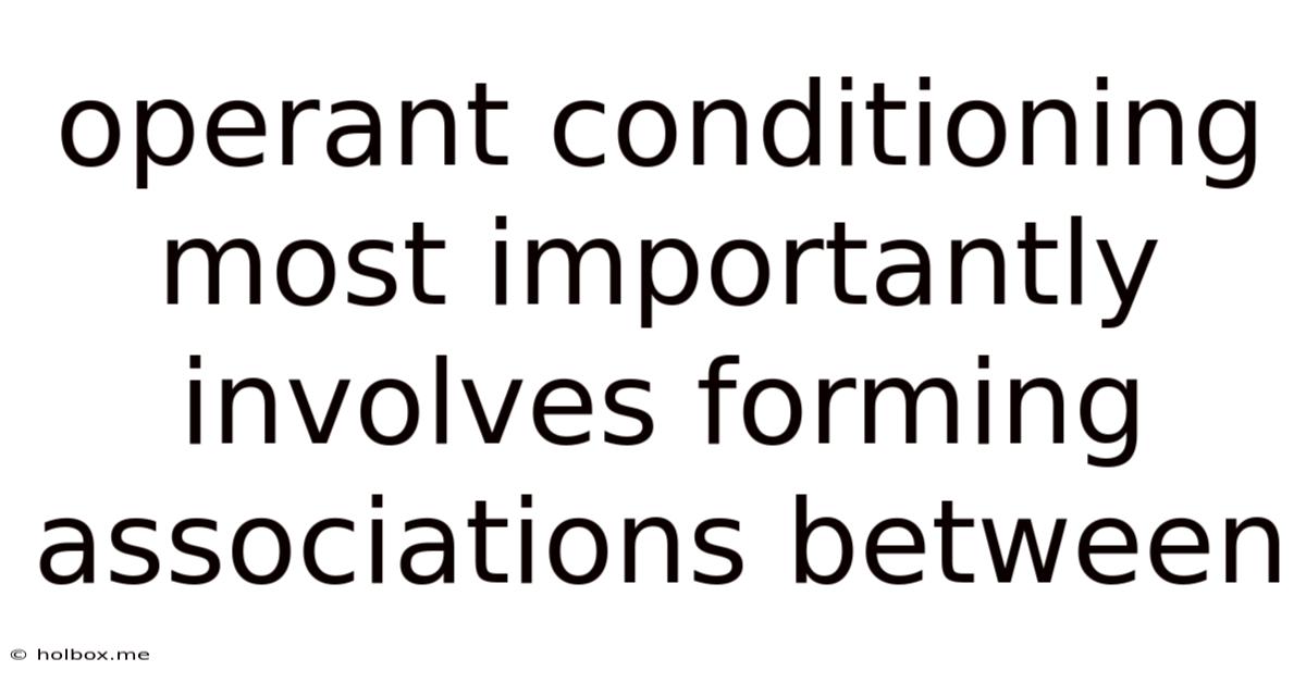 Operant Conditioning Most Importantly Involves Forming Associations Between