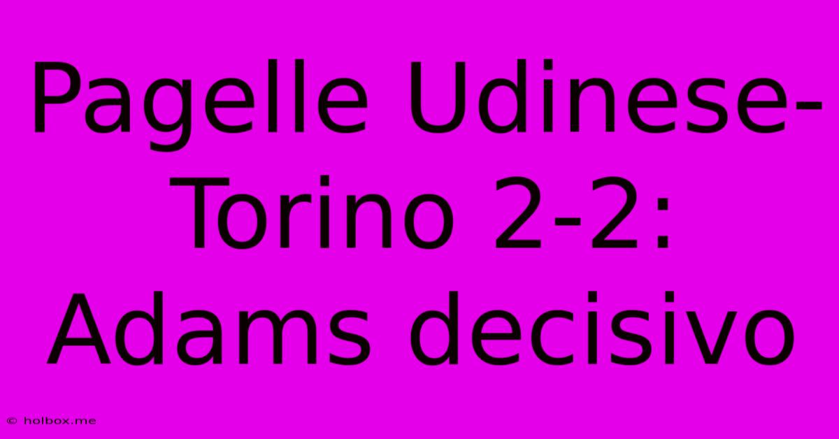 Pagelle Udinese-Torino 2-2: Adams Decisivo