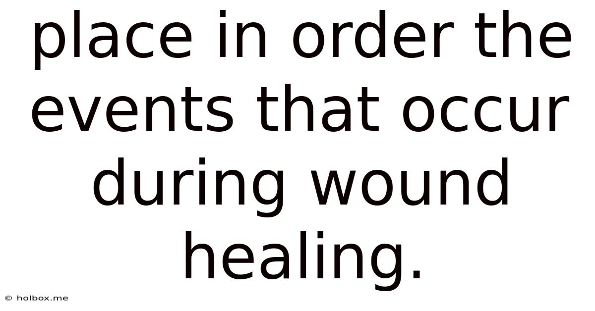 Place In Order The Events That Occur During Wound Healing.